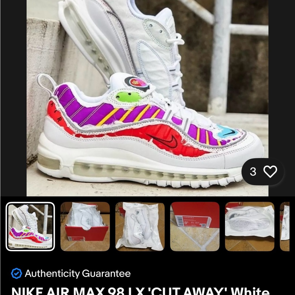 Nike Air Max 98 LX 'Cut Away' Womens Shoes - White and Purple